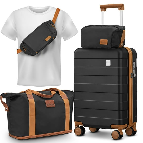 Equipaje de mano Imiomo Hardside de 20 pulgadas con ruedas giratorias, color negro