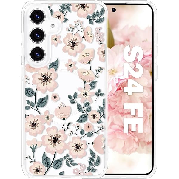 wonima11 for Galaxy S24 Ultra Case with Slim,Magnetic,Transparent Crystal Clear Slim Hard PC Shockproof Anti-Scratch Full Protective Cover for Samsung Galaxy S24 Ultra 5G 012- White Flower one 14