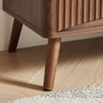 thumbnail image 6 of Wavy 3 Drawers Dresser, 31.5" Wide Retro Chest of Drawers, Curved Profile Design, Dresser TV Stand, Wood Drawer Organizer for Bedroom, Living Room, Hallway, Walnut, 6 of 13