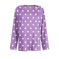 thumbnail image 6 of EchfiProm Womens Tops Long Sleeve Relaxed Fit Pullover Purple Trendy Polka Dot T-Shirt for Ladies, 6 of 7