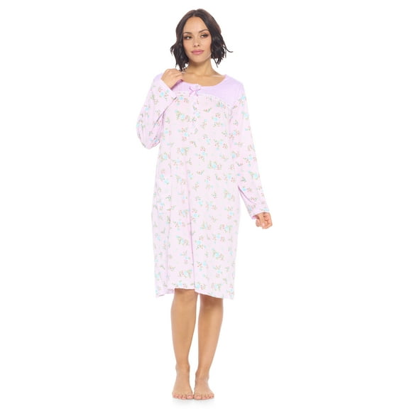 Casual Nights Women's Printed Long Sleeve Nightgown - Purple