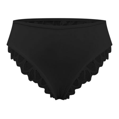 vigerkar Women s Seamless Lace Bikini Panties - Soft Comfortable Sexy Underwear No Show Stretch Briefs Black  L