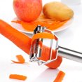 thumbnail image 4 of Muyoka Pelador de acero inoxidable, pelador multifuncional, pelador giratorio de frutas y verduras con orificio para colgar, trituradora de patatas con cepillo de limpieza para cocina, frutas y verdur Muyoka Hogar, 4 of 7