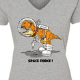 thumbnail image 4 of Inktastic Space Force Dinosaur Astronaut Women's V-Neck T-Shirt, 4 of 5