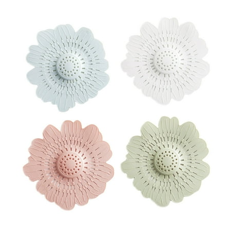 

4pcs Flower Shaped Floor Drain Plug Sink Sewer Water Hair Stopper Strainer Deodorant Cover for Kitchen Bathroom (Random Color)