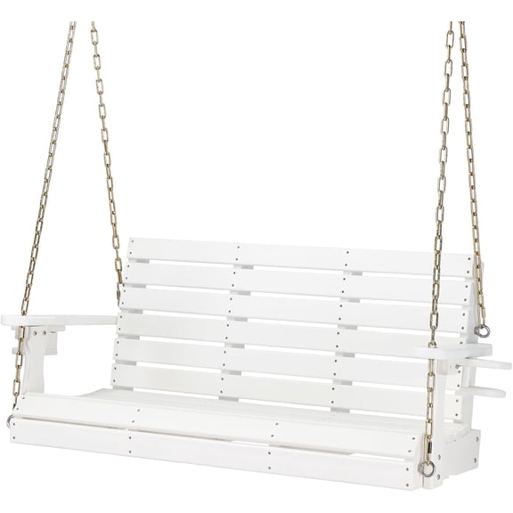 VINGLI 1600 lbs Patio HDPE Porch Swing for Outdoors, 4 ft White