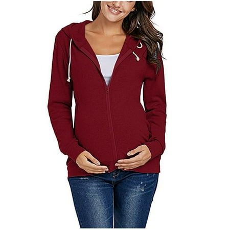 

Tangnade Maternity Clothes Fashion Womens Maternity Pregnancy Casual Long Sleeve Zip Up Hoodie Sweatshirt With Pockets