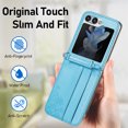 thumbnail image 6 of SaniMore for Samsung Galaxy Z Flip 5 (6.7" 2023) Case, PU Leather Skin with Card Slots Detachable Crossbody Lanyard Stylish Embossed Flower Anti-scratch Anti-drop Shockproof Girly Shell, Blue, 6 of 9