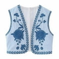 thumbnail image 2 of Aueoeo Women Open Front Crop Vests Ethnic Style Vintage Embroidered Floral Vests Top Sleeveless Boho Waistcoat Jacket, 2 of 3