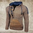 thumbnail image 3 of Holloyiver Men's Jacket Long Sleeve Hoodies Fashion Fall Winter Sweater Loose Large Size Mixed Color Sweater Hooded Pullover SweaterCoffee, 3 of 3