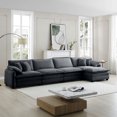 thumbnail image 4 of 4 Person Sofa, Upholstered Couches for Living Room with 1 Footstool and 4 Throw Pillows, 4 Seat Sofa for Living Room, Apartment, Office,Apartmen, Gray, 4 of 9