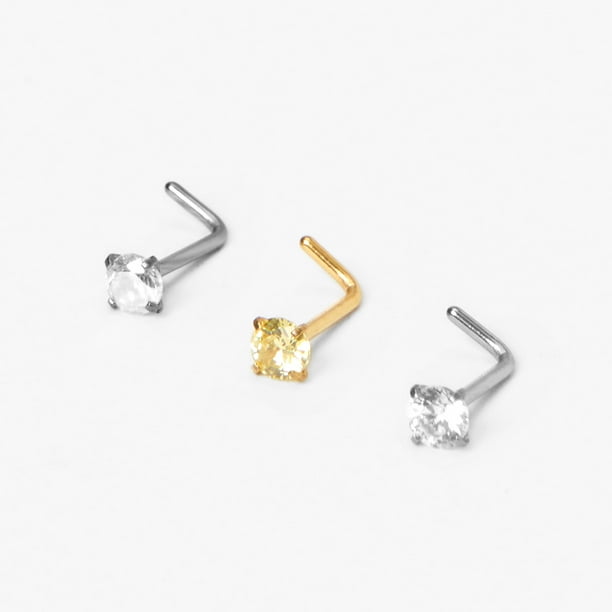Claire's Mixed Metal 20G Embellished Nose Studs (3 Pack)