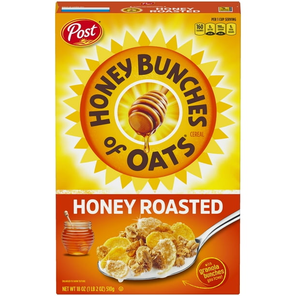 Honey Bunches of Oats Honey Roasted, Heart Healthy, Low Fat, made with  Whole Grain Cereal, 18 Ounce