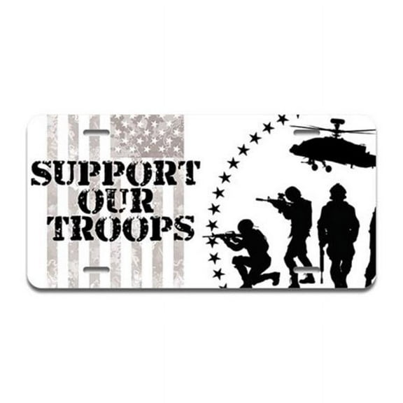 SignMission A-LP-03-560 Aluminum License Plate - Support Our Troops