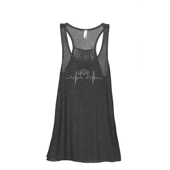 Dog Paw Heart Beat Women's Fashion Sleeveless Flowy Racerback Workout Yoga Tank Top Charcoal Grey X-Large