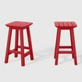 thumbnail image 5 of WestinTrends Malibu 24" HDPE Outdoor Patio Counter High Backless Square Bar Stools Set of Two, Red, 5 of 8