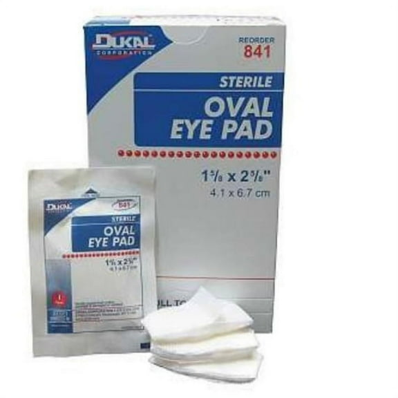 Sterile Eye Pads - Box of 50, 841 Pad Eye LF Sterile 1-5/8-2-5/8 Oval White 50 Per Box Part No. 841 by- Dukal Corporation By Dukal,USA