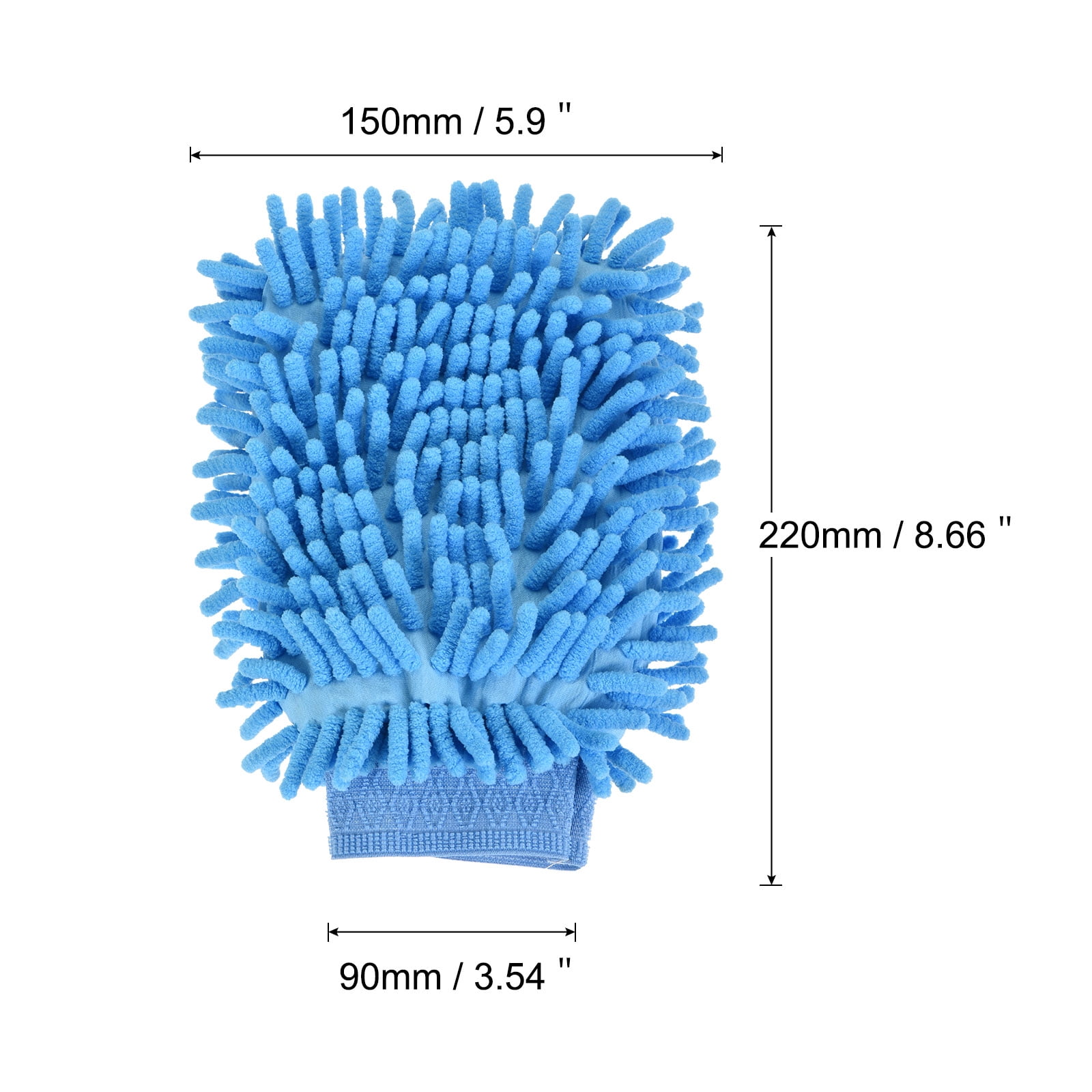 Unique Bargains Double-Sided Microfiber Soft Chenille Dusting Wash Mitten Blue