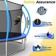 Mersco 12FT/14FT Kids Trampoline, ASTM Certified Heavy Duty Outdoor Trampoline with Safety Enclosure Net and Ladder for Backyard Family Fun, Pumpkin Trampoline SPACE