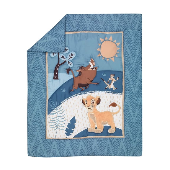 Lion King Adventure 3-Piece Baby Crib Bedding Set, Blue