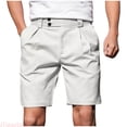 thumbnail image 2 of JTieacloth Men's Pleated Shorts Casual Business Shorts Stretch Waist Straight Leg Shorts Daily Wear(White), 2 of 6