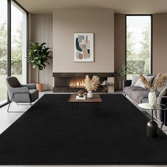 Area Alfombra B BENRON Soft de 150 x 210 cm para salón, color negro