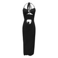 thumbnail image 5 of Bathing Suit Cover Up Beach Clothes for Women Swimwear Cover Ups Women's Knit Dress Front Long Beach Clubwear Solid Color Backless Cut Outs, 5 of 6