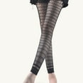 thumbnail image 2 of Women Sexy High Waist Fishnet Footless Leggings Flower Jacquard Patterned Mesh Net Tights Black Ankle Pantyhose Stocking, 2 of 21