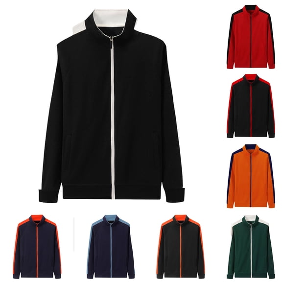 Women Color Block Track Jacket Zip-Up Collared Long Sleeve Coat Fall Casual Raglan Trendy Workout Outerwear S-4XL