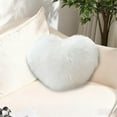 thumbnail image 2 of HomeDM Faux Fur Fluffy Heart Pillow, Shaggy Plush Soft Throw Pillow Decorative Cushion for Couch Bed Sofa Valentine's Day Decor, 15.7"x11.8",Heart Shaped, White, 2 of 6