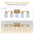 thumbnail image 5 of Melucee Modern Bathroom Light Fixtures, 5 Light Vanity Lights, Brass Wall Lamp with White Glass for Bathroom, 5 of 6