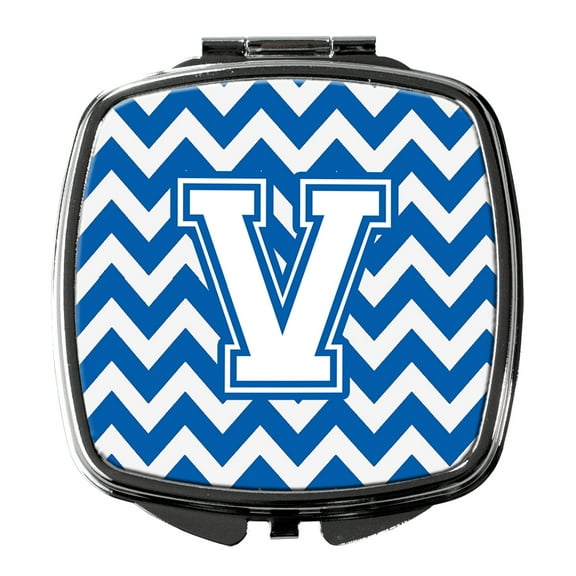 Letter V Chevron Blue and White Compact Mirror CJ1045-VSCM