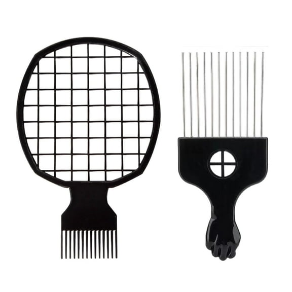 Upgraded Hair Twist Comb Hair Sponge Brush and Metal Afro Hair Pick Comb Set for Black Men Women Curls, 2 In 1 Afro Hair Coil Pick Combs Curl Brush (2 Pcs)