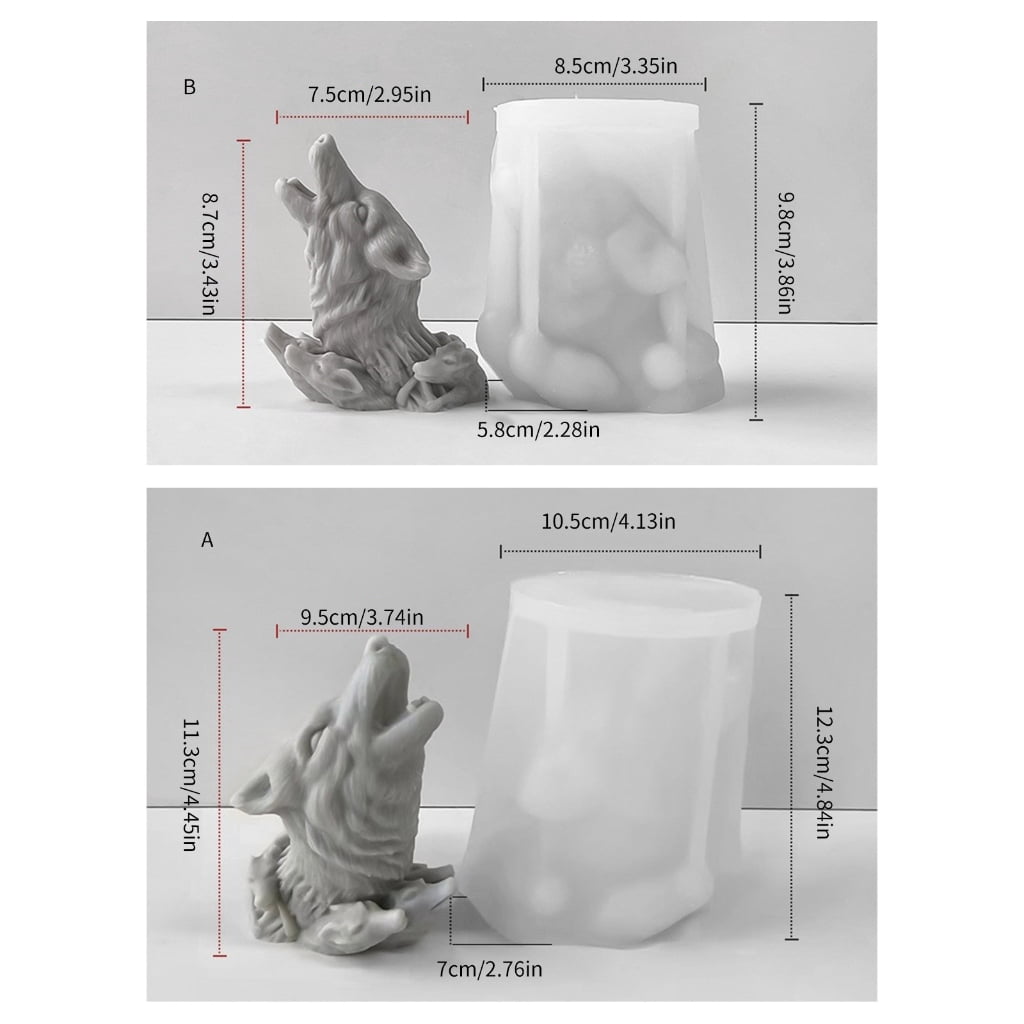 FENOHREFE Wolf Head Silicone Candle Mold DIYs Animal 3D Plaster Resin Ornament Molds Home Decoration Craft for Enthusiasts