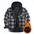 thumbnail image 2 of Mens Flannel Fleece Jacket Plaid Sherpa Lined Hooded Zip Up Thermal Shirt Jacket Winter Coat with Pocket, 2 of 3