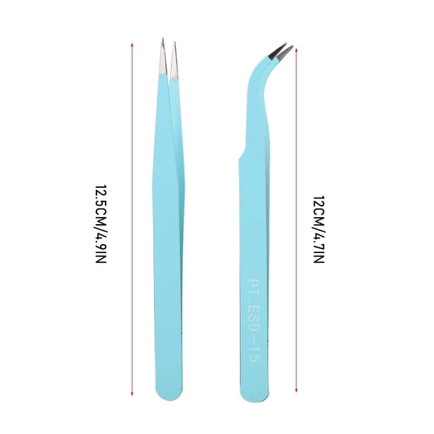 Pinzas Para Decoración De Uñas De Acero Inoxidable Con Cabeza Curvada Recta Antiestática, Operación Duradera Y De Precisión Para Manicura, Decoración, Diamantes De