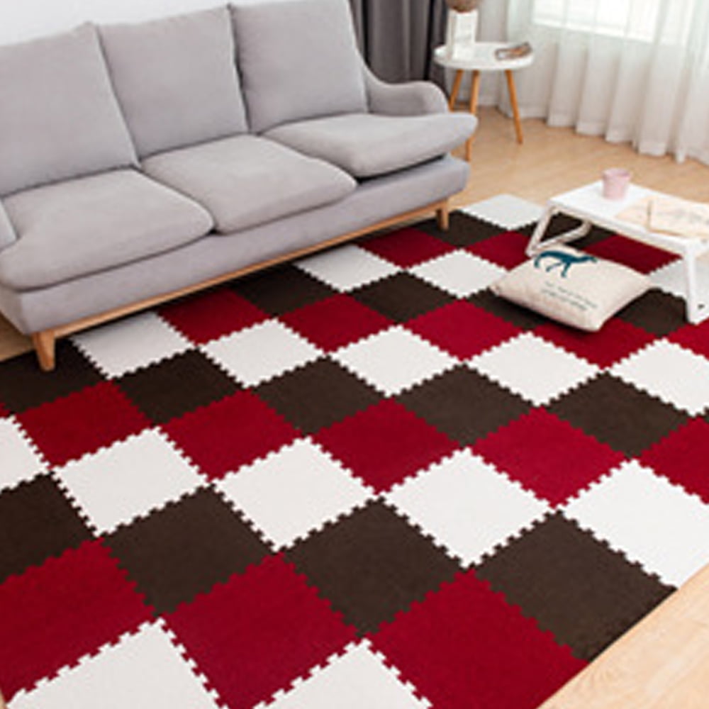 Interlocking Foam Mats Floor Mats Short Fluffy Carpet Tiles Soft Baby Playmat Puzzle Floor Mat Kids Play Floor Mat9PCS