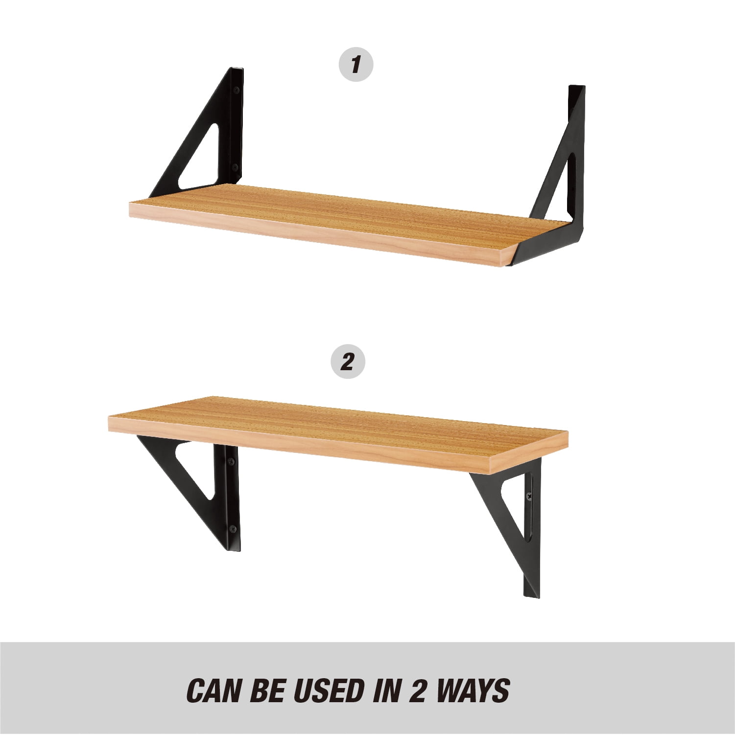 Hyper Tough Brown Shelf Kit with Brackets and Mounting Hardware, 15-3/4" x 6"