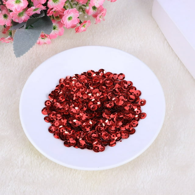 HINTRMENT 1000Pcs 6Mm Sparkly Craft Sequin Diy Round Sequins for Wedding Craft Decoration Red