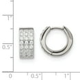 thumbnail image 3 of White Stainless Steel Earring Hinged Huggie Women'S Cubic Zirconia CZ Round Clear 13.4 mm 14.88, 3 of 3