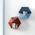 thumbnail image 3 of Kearding Caja de almacenamiento, soporte de carga de pared Hexagonal, soporte colgante sin perforaciones para teléfono móvil, estante para Almacenamiento y organización del hogar Negro, 3 of 6