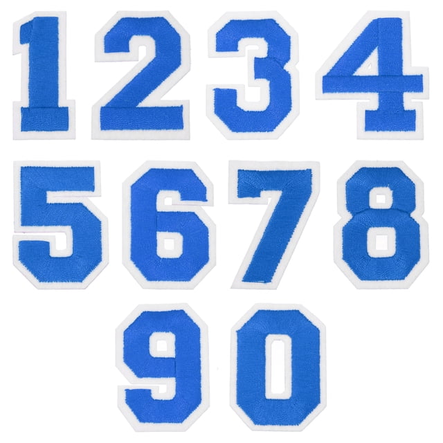 Uxcell 30 Pcs Parches de Número 2" Longitud Número 0-9 Bordados para Reparación Planchar/Coser en Aplicaciones de Bordado, Azul