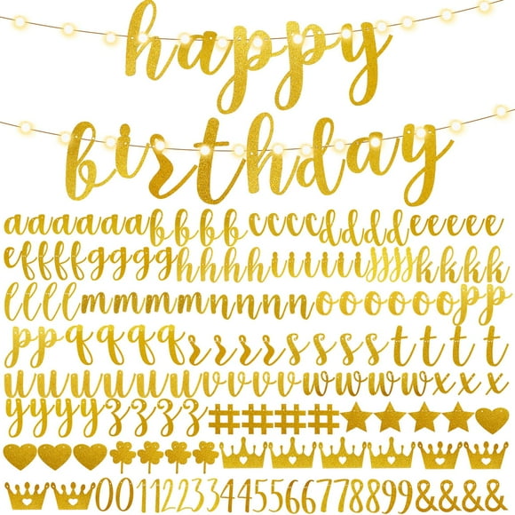 Kit de pancartas autodidácticas TaoBary de feliz cumpleaños con 162 letras doradas