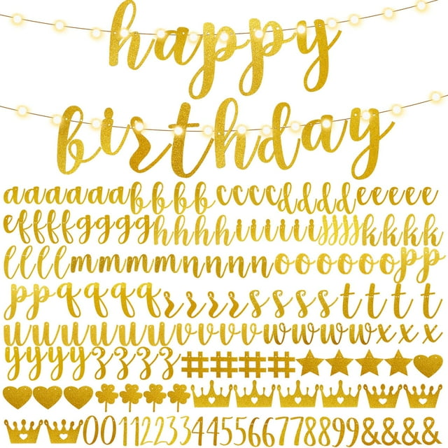Kit de pancartas autodidácticas TaoBary de feliz cumpleaños con 162 letras doradas