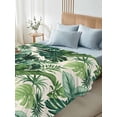 thumbnail image 5 of King Flat Sheet 105"x98", Green Palm Leaf Soft Lightweight Bedding Flat Sheets Only, Summer Leaves Watercolor Brushed Microfiber Top Bed Sheet, Breathable StainResistant Bedsheets, 5 of 9