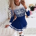 thumbnail image 2 of Lanhui Women Casual Round Neck Christmas Deer Snowflake Print Long Sleeve Mini Dress, 2 of 5