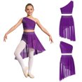 thumbnail image 2 of iiniim Girls Lyrical Dance Shiny Rhinestones Crop Top with Skirted Leotard 2-Piece Ballet Dance Outfits Purple 6, 2 of 7