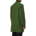 thumbnail image 3 of INSPIRE CHIC Men's Coat Notched Lapel Single Breasted Mid-Weight Long Sleeve Coat S Green, 3 of 7