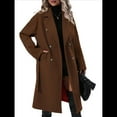 thumbnail image 3 of Gabardina de Lana Cruzada para Mujer, Abrigo de Invierno de Mezcla de Lana, Medio, Elegante. Marrón Oscuro XL, 3 of 9