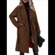 thumbnail image 3 of Gabardina de Lana Cruzada para Mujer, Abrigo de Invierno de Mezcla de Lana, Medio, Elegante. Marrón Oscuro XXL, 3 of 9